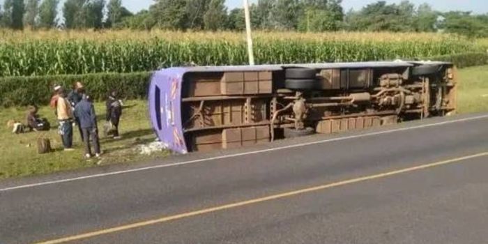 Another Accident as Bus Overturns in Kericho With 22 On Board